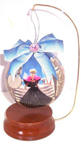 1998 Holiday Barbie Ornament 4&quot; Decoupage Wooden Stand Vintage - £10.40 GBP