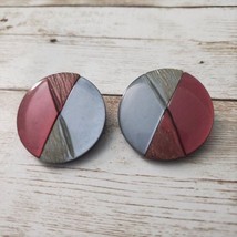 Vintage Clip On Earrings - Multi Color Geometric Circle Large Statement - £11.94 GBP