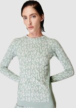 NWT Women&#39;s Sweaty Betty Leopard Jacquard Base Layer Top in Blue Sz Smal... - $69.29