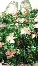 2 St. Patricks Green Tinsel 9-Ft Garlands with GOLD Shamrocks, Total 18 Ft - £5.91 GBP