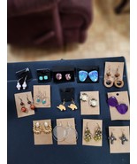 Lot 17 Pairs Pierced Earrings Elephant, Cross etc. Gold and Silver Tones... - $34.46 CAD