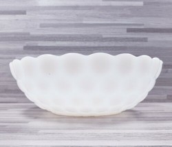 Vintage Anchor Hocking 8.25&quot; Milk Glass Bubble Bowl Scalloped Edge - $18.87