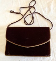 Vintage Valerie Stevens Brown Velvet Evening Bag clutch With Shoulder Rope - £13.83 GBP