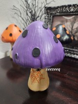 Halloween Scary Black Polka Dot Mushroom Resin Figurine Tabletop Decor 8&quot; - £18.24 GBP