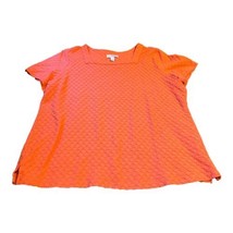 Kim Rogers Peach Orange Women’s Size 1X Textured Shirt Waffle Square Neckline - £14.92 GBP