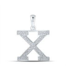 10kt White Gold Womens Round Diamond Initial X Letter Pendant 1/10 Cttw - £103.24 GBP