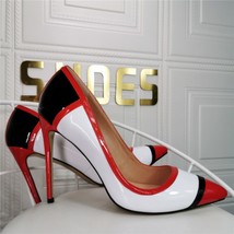 Fashion High Heels Pumps Shoes Woman Elegant Sexy Pointed Toe Fashion Red Black  - £95.25 GBP