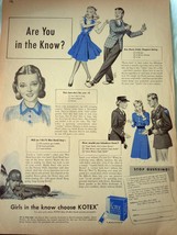 Kotex are You In the Know WWII Advertising Print Ad Art 1940s  - £10.15 GBP