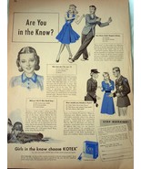 Kotex are You In the Know WWII Advertising Print Ad Art 1940s  - £10.26 GBP