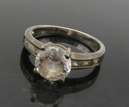 925 Sterling Silver - Vintage Cubic Zirconia Solitaire Ring Sz 7.5 - RG16794 - £21.73 GBP