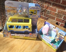 Bluey&#39;s School Bus &amp; Bingo&#39;s Ice Cream Cart~3 figures 2 toy packages~NEW IN BOX - £27.68 GBP