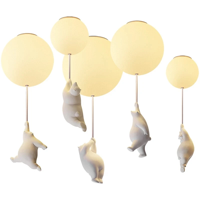 Modern Ceiling Chandelier Light Cartoon Lighting Creative Polar Bear LED... - $71.39+