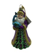 Noble Gems Glass Purple Santa with a Peacock Hand blown Glass Christmas ... - £18.44 GBP
