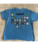 Minecraft Boys Blue Periodic Table Creeper Zombie Steve Short Sleeve Shi... - $9.31