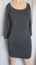 Forever 21 XXI stretch bodycon gray silver mini dress 3/4 sleeves size M - £11.79 GBP