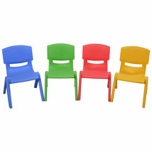 Set Of 4 Kids Plastic Chairs Stackable Play And Learn Furniture Colorful... - £112.72 GBP