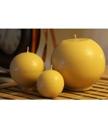 Handmade 100% Pure Beeswax Ball Round Shape Candles 100% Cotton Wick US ... - £13.39 GBP+