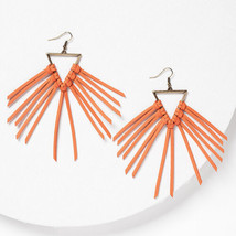 Plunder Earrings (New) Kailani - Antique Gold Triangle W/ Fringe 4.25&quot; (PE879) - £14.99 GBP