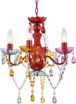Small Chandelier Light Fixture Modern Pendant Crystal Hanging Kitchen Red 4 New - £79.07 GBP