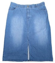 Jessica London Women&#39;s Denim Front Slit Tummy Control Skirt SZ 24W - £27.35 GBP