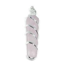 Rose Quartz Pendant, Spiral Wrapped Crystal Pendant To Bring Eternal Love - $8.00