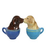 Ceramic Chocolate And Fawn Teacup Labrador Puppy Dogs Salt Pepper Shaker... - $341.93 MXN