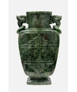Antique Large Chinese Carved  Spinach Jade Flattened Baluster Vase  - £2,726.66 GBP