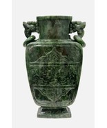 Antique Large Chinese Carved  Spinach Jade Flattened Baluster Vase  - $4,752.30 CAD