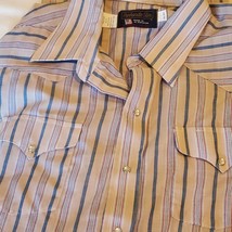 Vintage Panhandle Slim Pearl Snap Shirt Western Cowboy Rodeo Beige Stripe Mens - £23.85 GBP