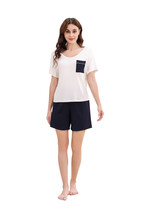 RH Womens Pajama Set Short Sleeve Pjs Chest Pocket Tee Shorts Sleep 2Ps ... - $21.99