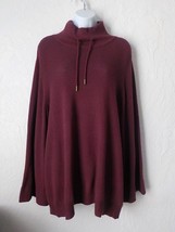 Zuda Women XL Red Wine Knit Pullover Tunic Top Mock Neck Wide Sleeves Ri... - £14.19 GBP