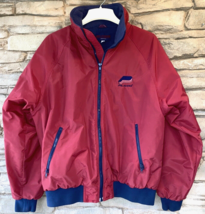 Fishing Jacket PLANO Full Zip Nylon Fleece Lined Mens LARGE Embroidered Red VTG - $38.48