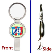 ICEE retro drink Pendant or Keychain silver tone secret bottle opener - $12.47