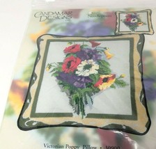 Candamar Designs Needlepoint Victorian Poppy Pillow Kit floral flowers N... - £33.32 GBP