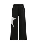 RoseSeek Girl&#39;s Wide Leg Star Print Sweatpants High Waist Black Size 12Y - $223.48 MXN