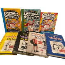 9x Book Lot Diary Of A Wimpy Kid &amp; Captain Underpants by Jeff Kinney Dav... - £15.49 GBP