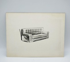 Mid Century Pen and Ink Drawing of Couch on Board circa 1960 - £83.79 GBP