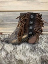 Liberty Black concho fringe peep toe bootie in Camo - $181.00