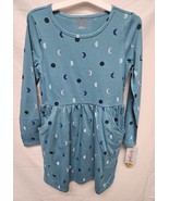 New Girls&#39; Printed Long Sleeve Knit Dress Small 6/6X Cat &amp; Jack, Aqua Moon - $13.33 CAD