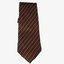 Tommy Hilfiger Vintage Italian Silk Tie Brown Gold Blue Made in the USA - £7.70 GBP