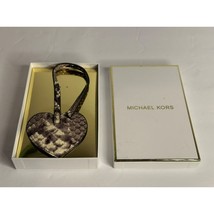 BNIB Michael Kors Snake Print Heart-Shaped Keychain Charm With Box Gray White - £17.38 GBP