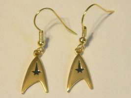 Star Trek Classic TV Series Command Logo Gold Toned Loop Earrings, NEW U... - $14.49
