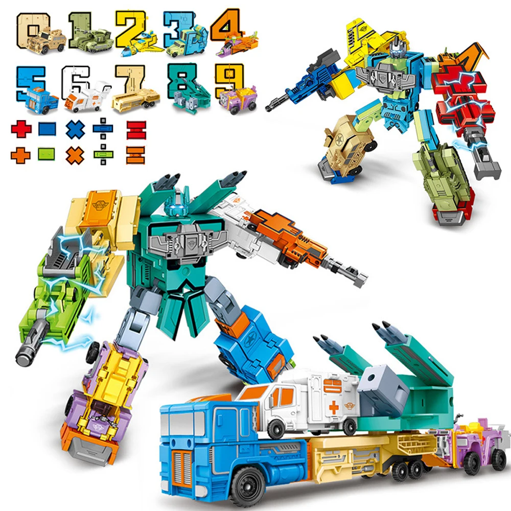 Number Robot Transformation Assemble Digit Robot Deformation Math Toys for Kids - £25.48 GBP+