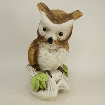Porcelain Owl Figurine Wind Up Musical Box Rotates Full Circle 8&quot; Tall SIJJW - £10.38 GBP