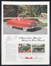 1953 Nash Motors Airflytes Red Rambler Pinin Farina Print Ad 13.5&quot; x 10&quot; - £9.80 GBP