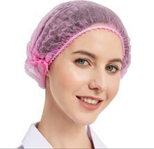 Protectx 100-Pack Pink Disposable Hair Nets, Elastic Head Cover,, 21 Inch - £32.30 GBP