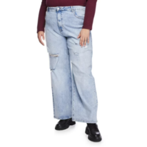 No Boundaries Plus Women&#39;s Pants  Wide Leg Ripped  Jean  Light Wash 20W ... - $21.99