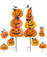 2 Pack Halloween Garden Stakes, Stacked Metal Pumpkins Jack-O-Lantern La... - $42.99