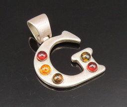 925 Silver - Vintage Multi Cabochon Baltic Amber Initial G Pendant - PT2... - £34.19 GBP