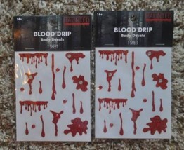 NEW-2 Sheets of Blood Drip Jeweled Body Glittery Decals-46 Total - £10.90 GBP